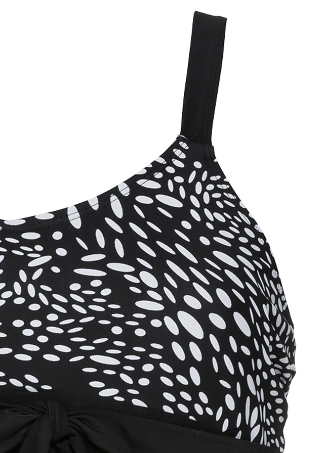 F4699  Plus Size Two Piece Swimdress Women Polka Dot Print Halterneck Swimsuit